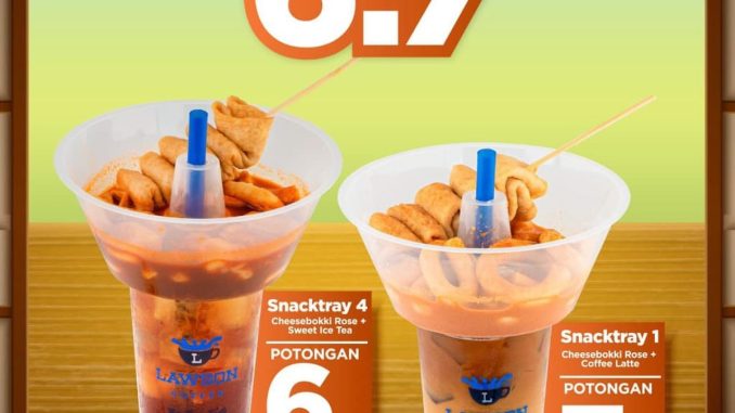 Promo Lawson 6.7 Snacktray Diskon hingga Rp.7.000 untuk Snacktray Cheesebokki Rose dan minuman.