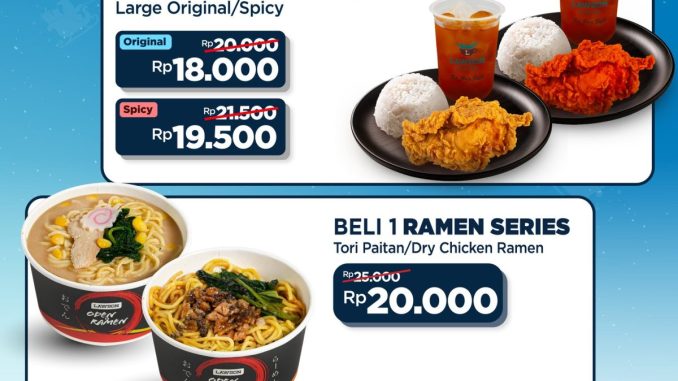 Promo Lawson Meals Deals mulai Rp.14.000 dengan pilihan Fried Chicken, Ramen, dan Sandwich periode 1–15 Desember 2025.
