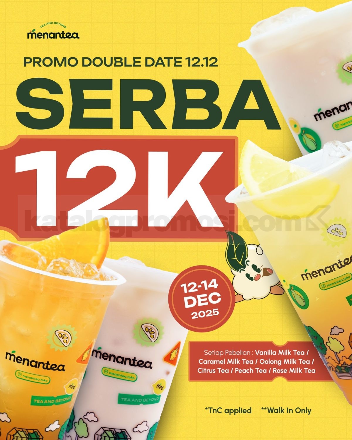 Promo Menantea Double Date 12.12 Serba Rp.12.000 Promo Menantea Double Date 12.12 serba Rp.12.000 untuk menu milk tea dan tea favorit