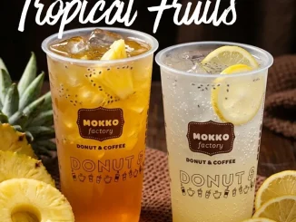 Promo Mokko Factory Free 2 Minuman Tropical Fruits gratis minuman dengan pembelian donut