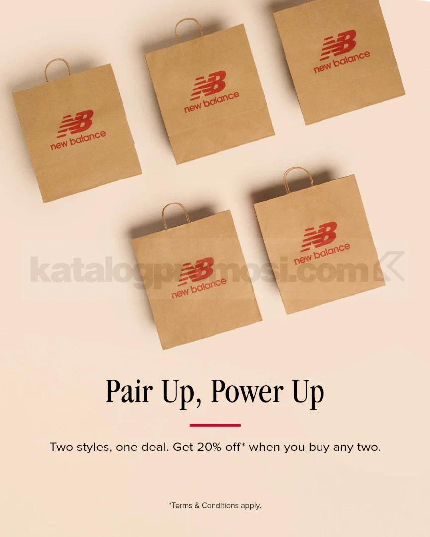 Promo New Balance Buy 2 Or More Diskon 20% Promo New Balance Buy 2 Or More Diskon 20% untuk sepatu dan apparel