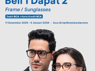 Promo Optik Melawai BCA Beli 1 Dapat 2 Frame & Sunglasses, berlaku 11 Desember 2025–4 Januari 2026.