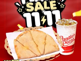Promo Panties Pizza Flash Sale 11.11 tebus pizza Rp.11.000 untuk pembelian 1 pizza reguler dan minuman