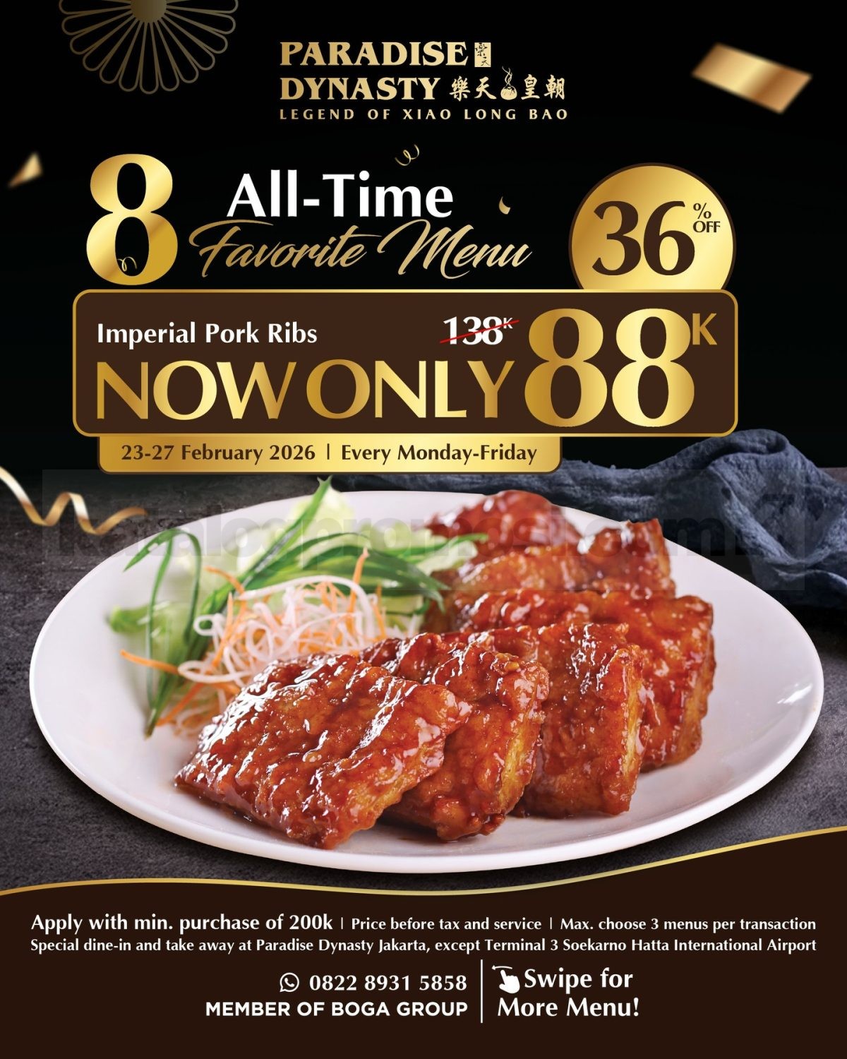 Promo Paradise Dynasty 8 All-Time Favorite Menu Rp. 88.000 Promo Paradise Dynasty 8 All-Time Favorite Menu Rp. 88.000 1