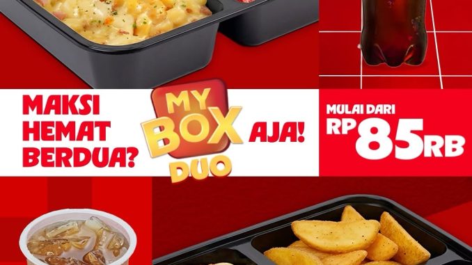 Promo Pizza Hut My Box Duo mulai Rp85ribu dengan paket 2 pizza/pasta, 2 appetizer, dan 2 minuman