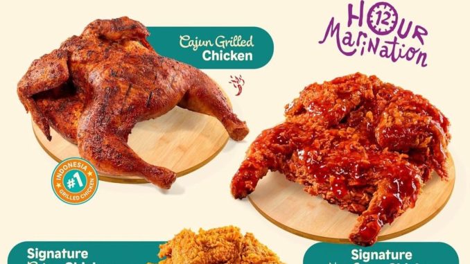 promo Popeyes whole chicken mulai Rp. 99.000 tiga varian rasa crispy hot sauce cajun grilled