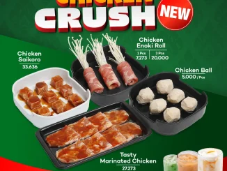 Promo Raa Cha Chicken Crush Menu Baru mulai Rp. 5.000 dengan diskon 50% minuman dan dessert