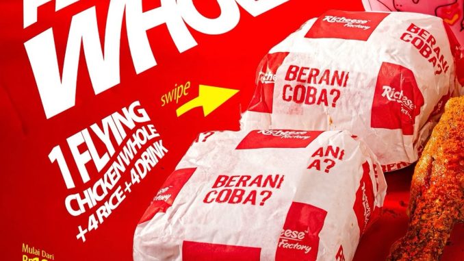 Promo Richeese Factory Mabar Flying Chicken Whole Rp. 140.909 untuk makan bareng
