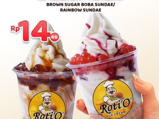 Promo Roti’O Sundae Boba Mulai Rp. 14.000 dengan topping brown sugar boba atau rainbow boba
