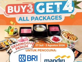 Promo Shaburi x Kintan Buffet Buy 3 Get 4 All Packages untuk pengguna BRI dan Mandiri.