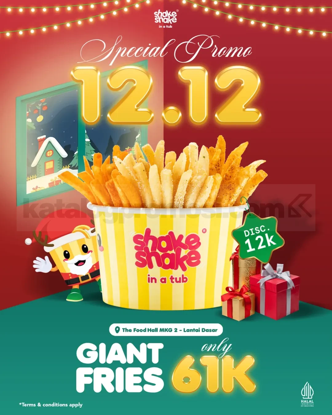 Promo Shake Shake in a Tub 12.12 Giant Fries Diskon Rp 12.000 Promo Shake Shake in a Tub 12.12 Giant Fries Diskon Rp 12.000 berlaku 12 Desember 2025