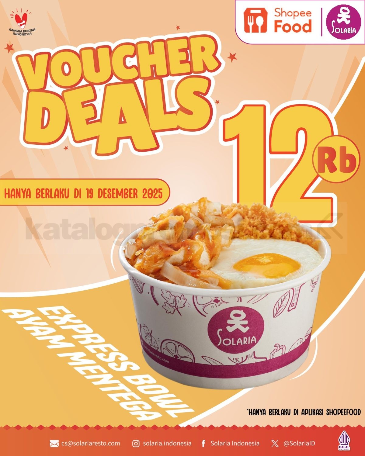 Promo Solaria ShopeeFood Voucher Deals Rp. 12.000 Promo Solaria ShopeeFood Voucher Deals Rp. 12.000 untuk Express Bowl Ayam Mentega