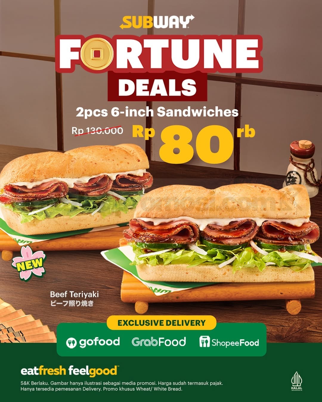 Promo Subway Fortune Deals 2 Sandwich Rp. 80 ribu Promo Subway Fortune Deals 2 sandwich Rp. 80 ribu delivery
