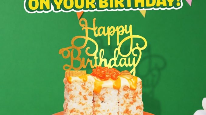 Promo Sushi Yay Birthday Treats Sushi Gratis untuk pelanggan yang berulang tahun dengan dine in dan tunjukkan kartu identitas