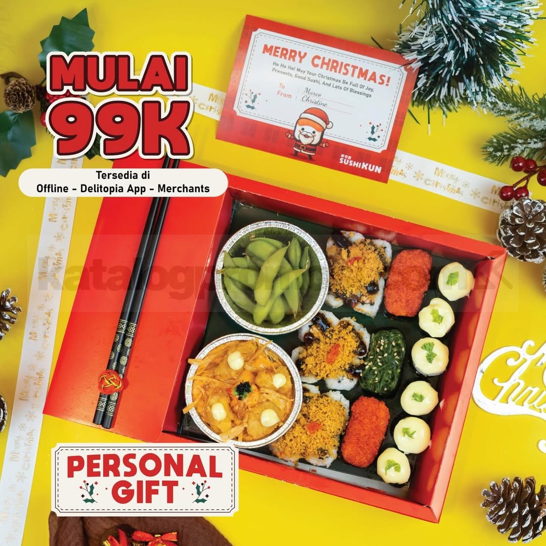 Promo Sushikun Christmas Hampers Mulai Rp.99.000 Promo Sushikun Christmas Hampers Mulai Rp.99.000 pilihan Personal & Family Gift, slot terbatas