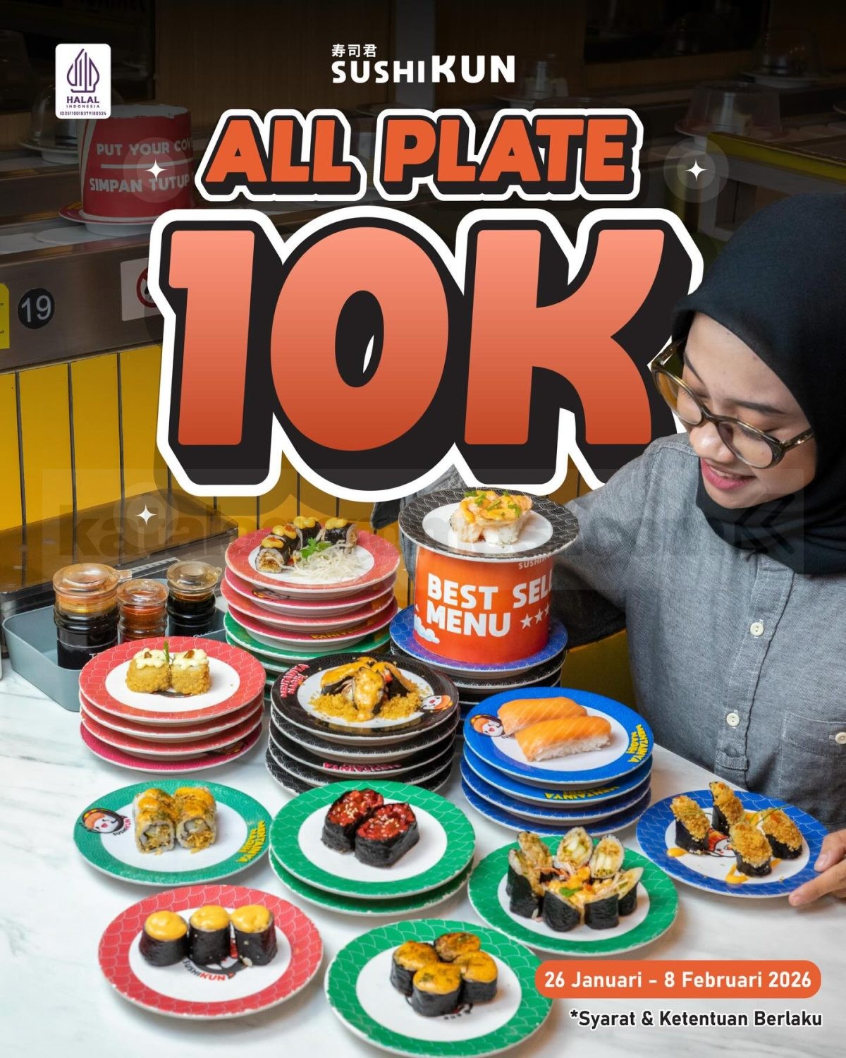 Promo Sushikun Semua Sushi Rp. 10.000 Promo Sushikun Semua Sushi Rp. 10.000 semua piring sushi harga sama