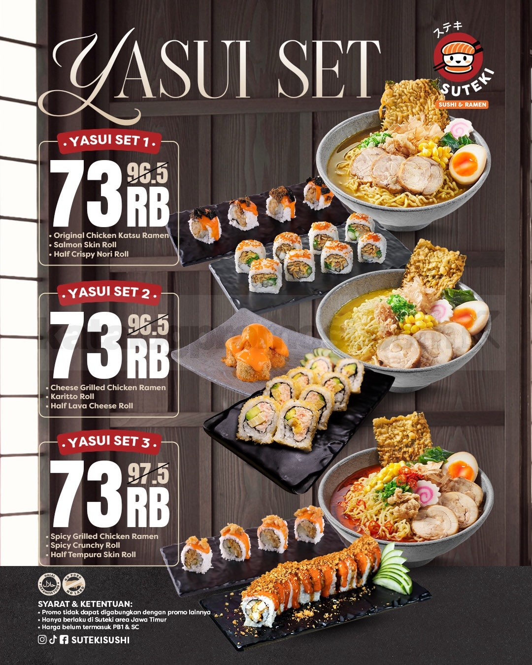 Promo Suteki Sushi Yasui Set Rp73.000 Promo Suteki Sushi Yasui Set Rp73.000 1