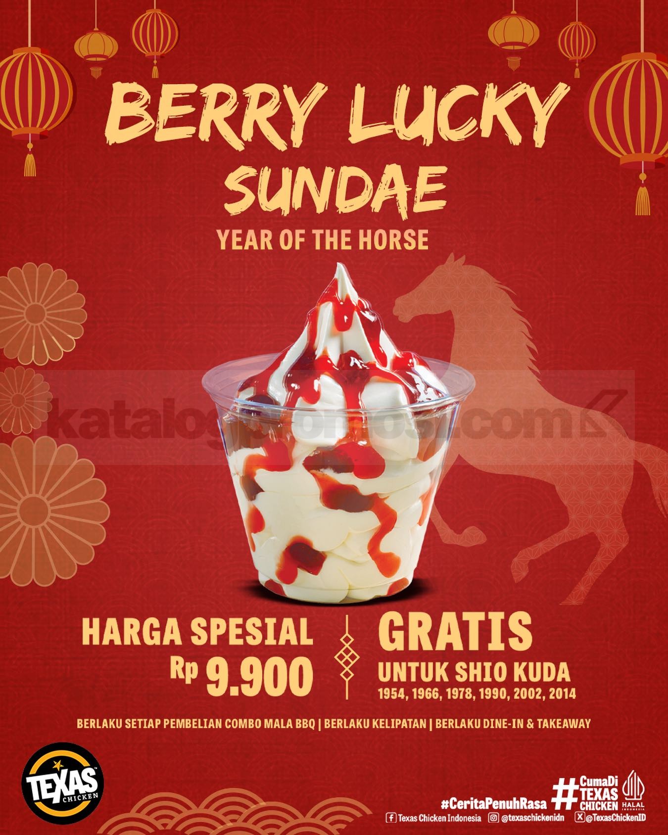 Promo TEXAS CHICKEN GRATIS Berry Lucky Sundae Promo TEXAS CHICKEN GRATIS Berry Lucky Sundae Year of the Horse