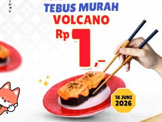Promo Tom Sushi Hari Sushi Internasional Volcano Rp. 1,- berlaku 18 Juni 2026 di seluruh outlet Indonesia