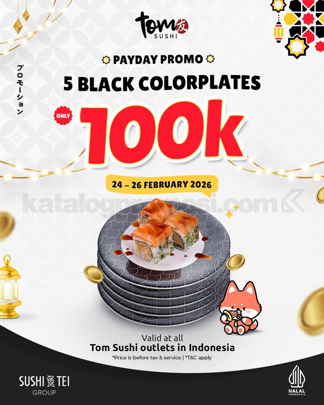 Promo Tom Sushi Payday 5 Black Colorplates Rp. 100.000 Promo Tom Sushi Payday nikmati 5 Black Colorplates Rp. 100.000