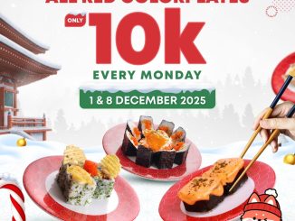 Promo Tom Sushi Red Colorplate Rp.10.000 dengan penawaran piring merah sushi di belt untuk periode awal Desember 2025