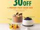 Promo Tous Les Jours 30% Off Premium Fresh Fruit Cream Cakes nikmati choco banana, blueberry crown, golden mango delight