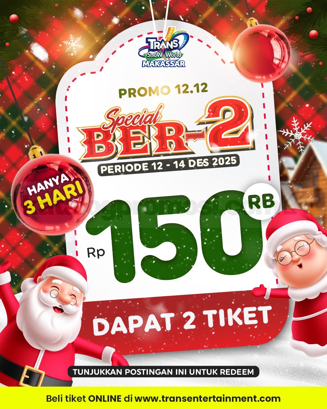 Promo Trans Snow World Makassar 12.12 Tiket Mulai Rp.50.000 Promo Trans Snow World Makassar 12.12 Tiket Mulai Rp.50.000 1
