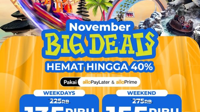 Promo Trans Studio Bali Allobank November Big Deals diskon 40% dengan tiket mulai Rp. 135.000
