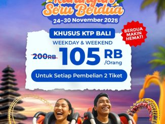 Promo Trans Studio Bali Kuningan Seru Berdua harga Rp. 105 ribu periode 24–30 November 2025 untuk pembelian dua tiket dengan KTP Bali.