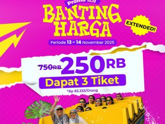 Promo Trans Studio Cibubur 11.11 Banting Harga Tiket Rp.83.333 dengan paket 3 tiket Rp.250.000 berlaku 13–14 November.