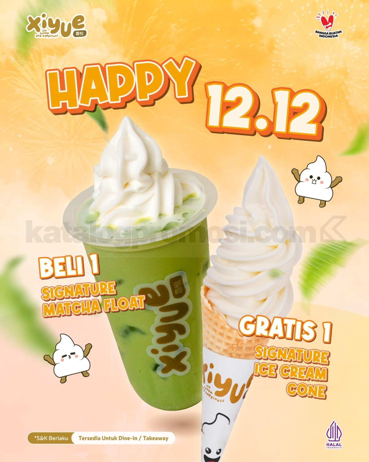 Promo Xiyue Happy 12.12 Buy 1 Get 1 Promo Xiyue Happy 12.12 Buy 1 Get 1 Signature Matcha Float dan bonus Signature Ice Cream Cone