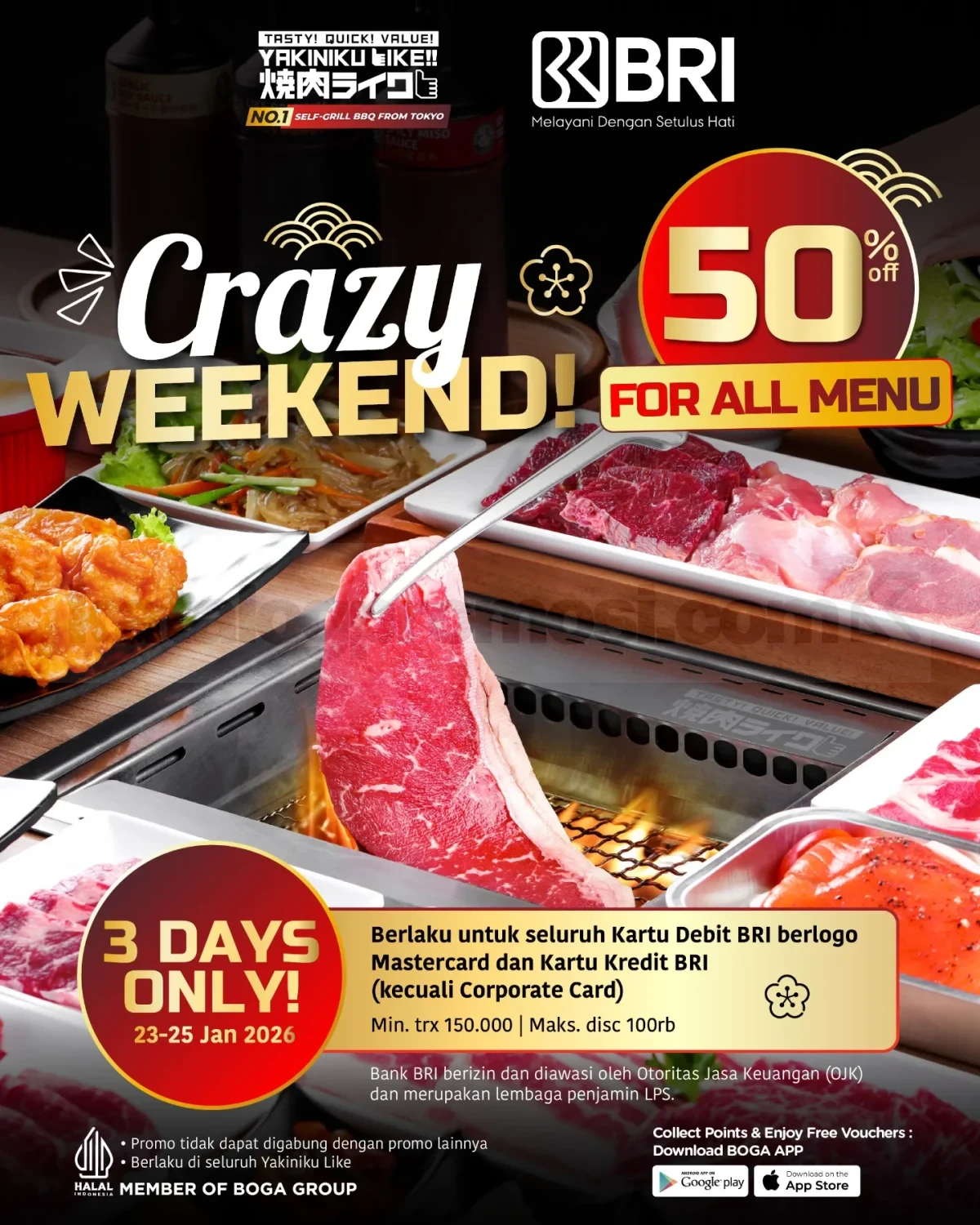 Promo Yakiniku Like BRI Crazy Weekend Diskon 50% Promo Yakiniku Like BRI Crazy Weekend Diskon 50% semua menu