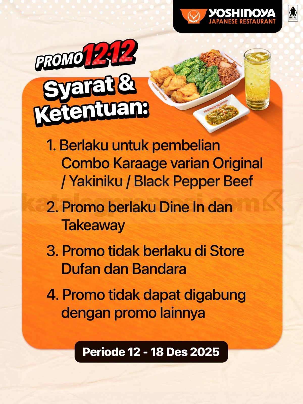 Promo Yoshinoya 12.12 Dealsember Combo Karaage Rp. 79.000 Promo Yoshinoya 12.12 Dealsember Combo Karaage Rp. 79.000 2