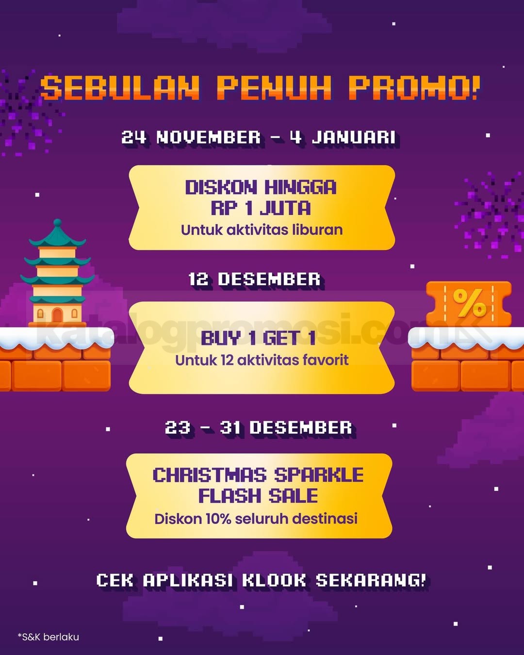 KLOOK Year End Sale Diskon 1 Juta + Beli 1 Gratis 1 untuk Liburan Seru!