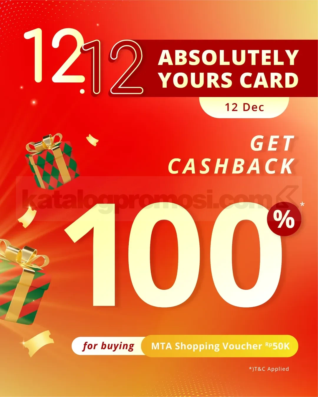 Promo 12.12 Mall Taman Anggrek Cashback 100% untuk Voucher 50K!