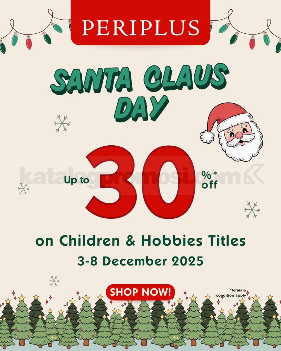 Promo Periplus Santa Claus Day! Diskon hingga 30%