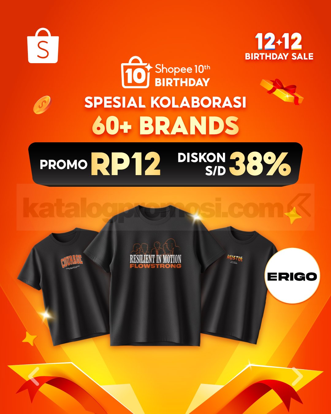 Shopee 10th Birthday! Kolaborasi Spesial Promo Rp12 + Diskon 38%