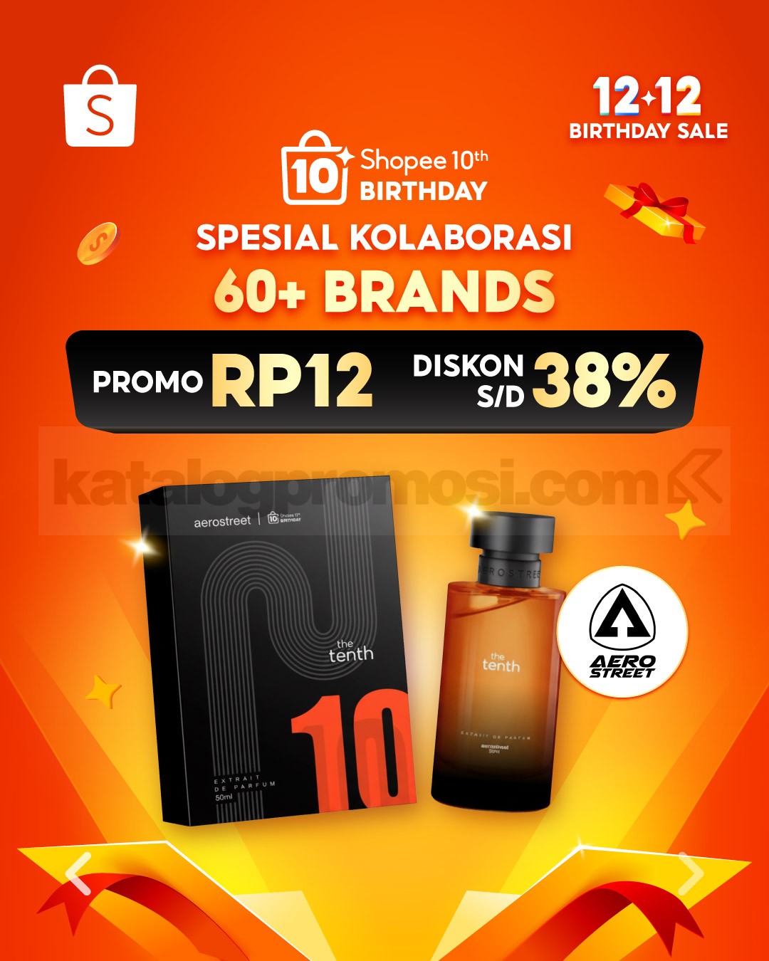 Shopee 10th Birthday! Kolaborasi Spesial Promo Rp12 + Diskon 38%
