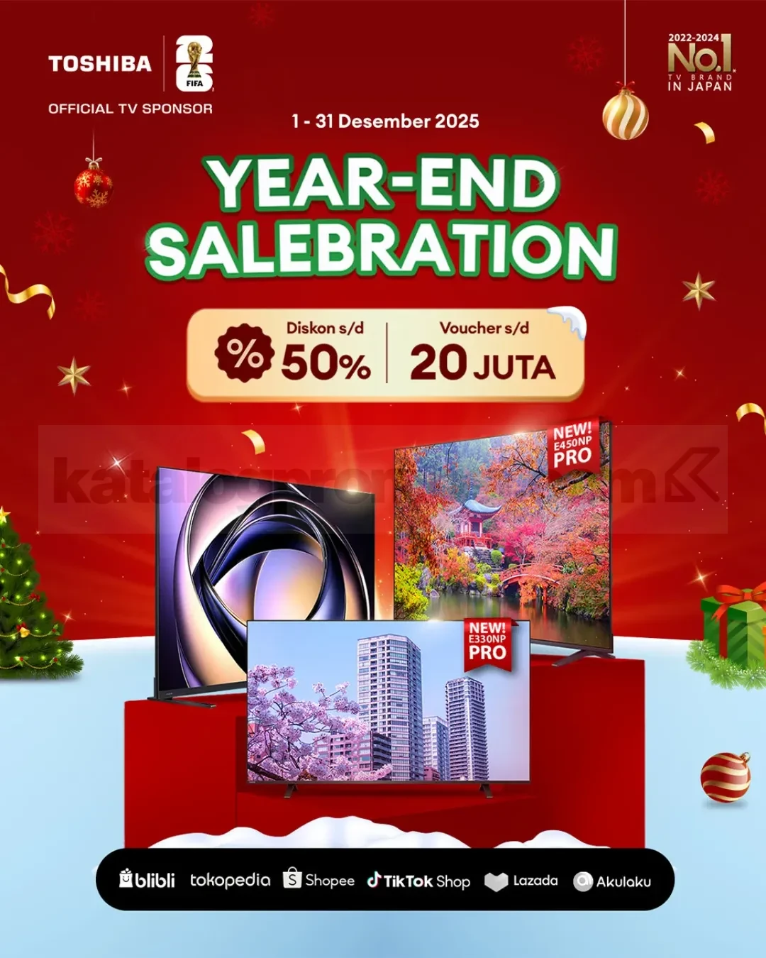 Toshiba Year-End Salebration! Diskon 50% + Ekstra Voucher di Shopee