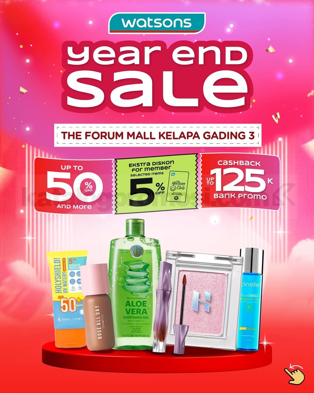 Watsons Year End Sale Diskon hingga 50% + 5% Watsons Year End Sale Diskon hingga 50% + 5%