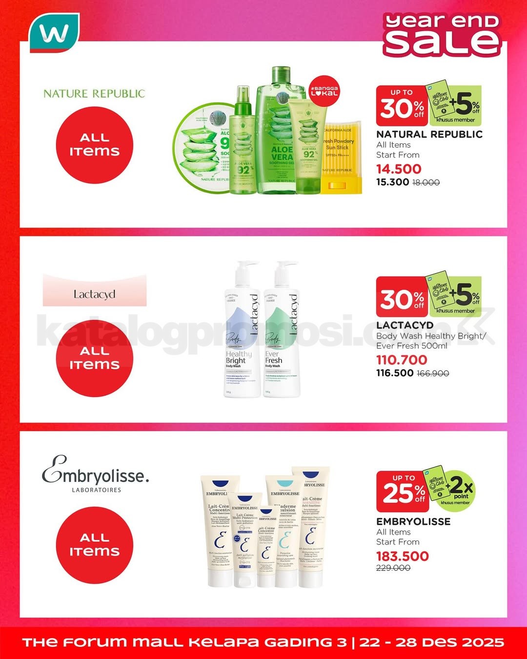 Watsons Year End Sale Diskon hingga 50% + 5% Watsons Year End Sale Diskon hingga 50% + 5%