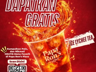 Promo Papa Ron’s Rewards FREE Ice Lychee Tea kumpulkan poin transaksi member Papa Ron’s Pizza