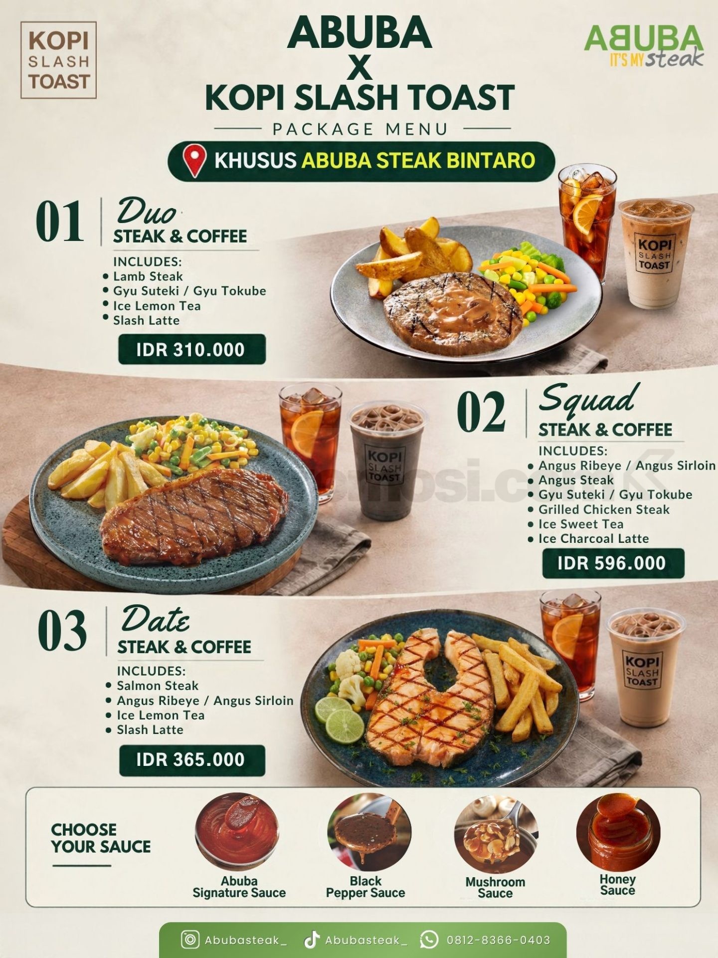 Promo ABUBA x Kopi Slash Toast Package Menu Mulai Rp. 310.000