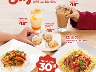 Promo Bakmi GM PAKET SALJU mulai Rp. 30 ribu dengan pilihan nasi ayam atau bakmi plus Aqua