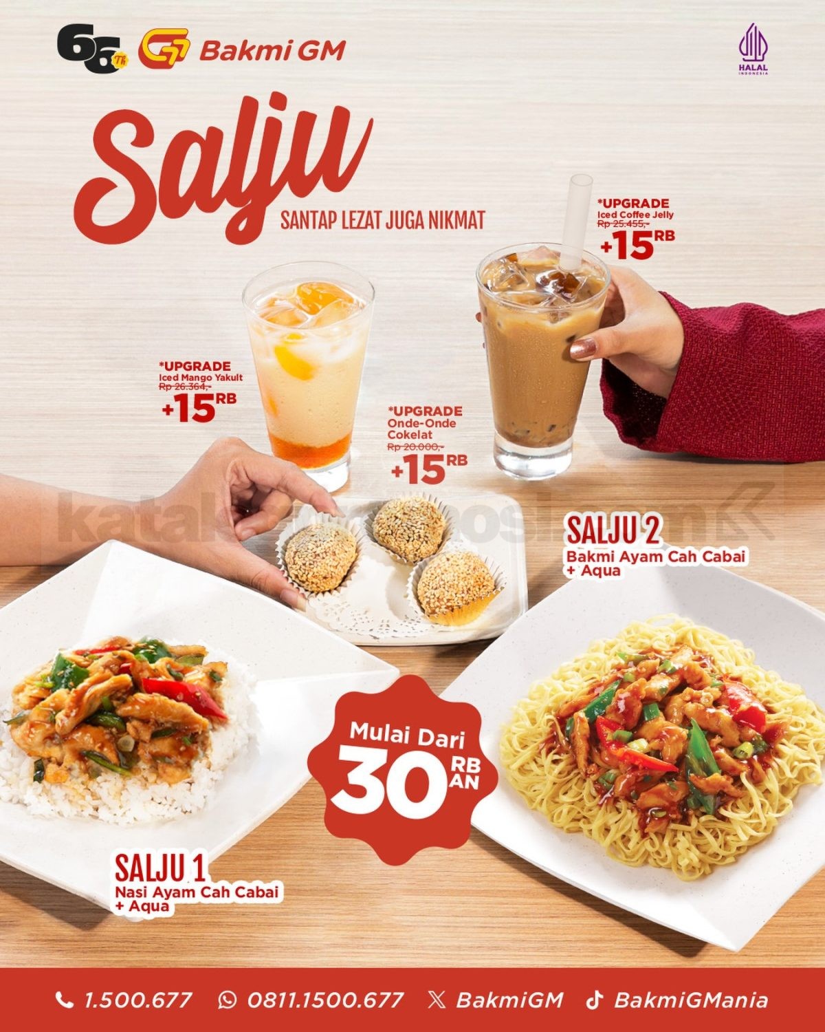 Promo Bakmi GM PAKET SALJU mulai Rp. 30 ribu Promo Bakmi GM PAKET SALJU mulai Rp. 30 ribu dengan pilihan nasi ayam atau bakmi plus Aqua