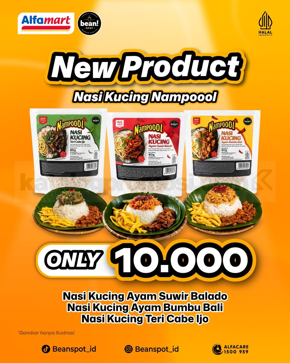 Promo Bean Spot Alfamart Nasi Kucing Nampoool Serba Rp. 10 Ribu Promo Bean Spot Alfamart Nasi Kucing Nampoool Serba Rp. 10 Ribu dengan tiga pilihan varian.