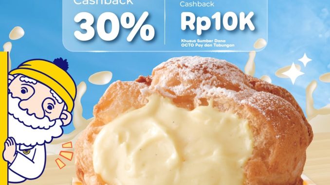 Promo Beard Papa’s OCTO Mobile Cashback 30% hingga Rp. 10 ribu di seluruh outlet