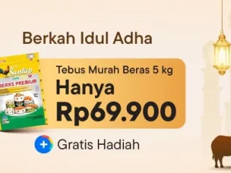 Promo Blibli Berkah Idul Adha tebus murah beras premium 5 kg Rp. 69.900 dan gratis hadiah