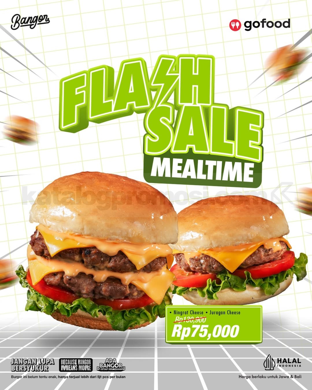 Promo Burger Bangor Flash Sale Mealtime Rp. 75.000 Promo Burger Bangor Flash Sale Mealtime Rp. 75.000 via GoFood