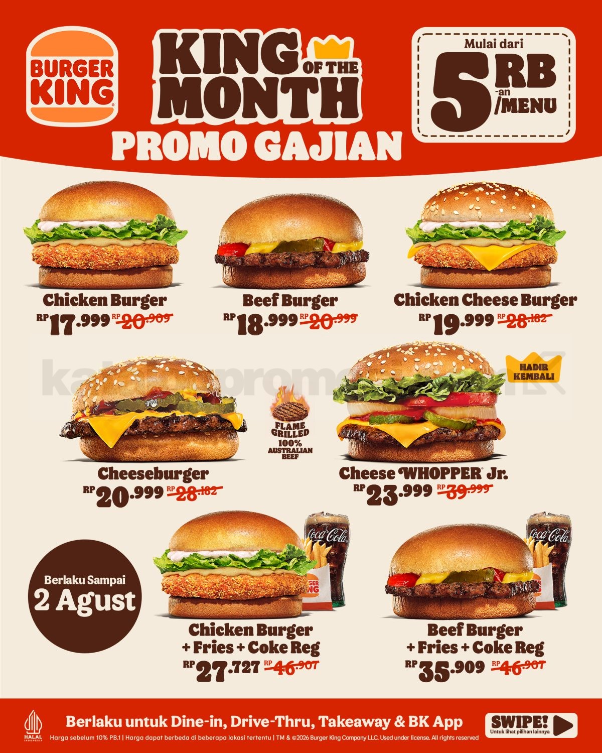 Promo Burger King Payday King of the Month Mulai 5 Ribuan Promo Burger King Payday King of the Month Mulai 5 Ribuan 1